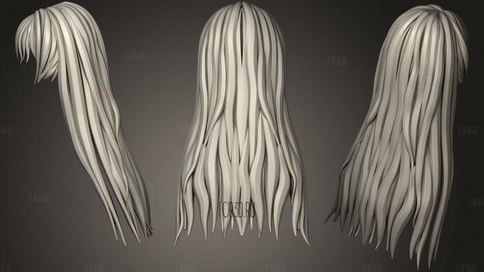 Stylized Hair 4 stl model for CNC